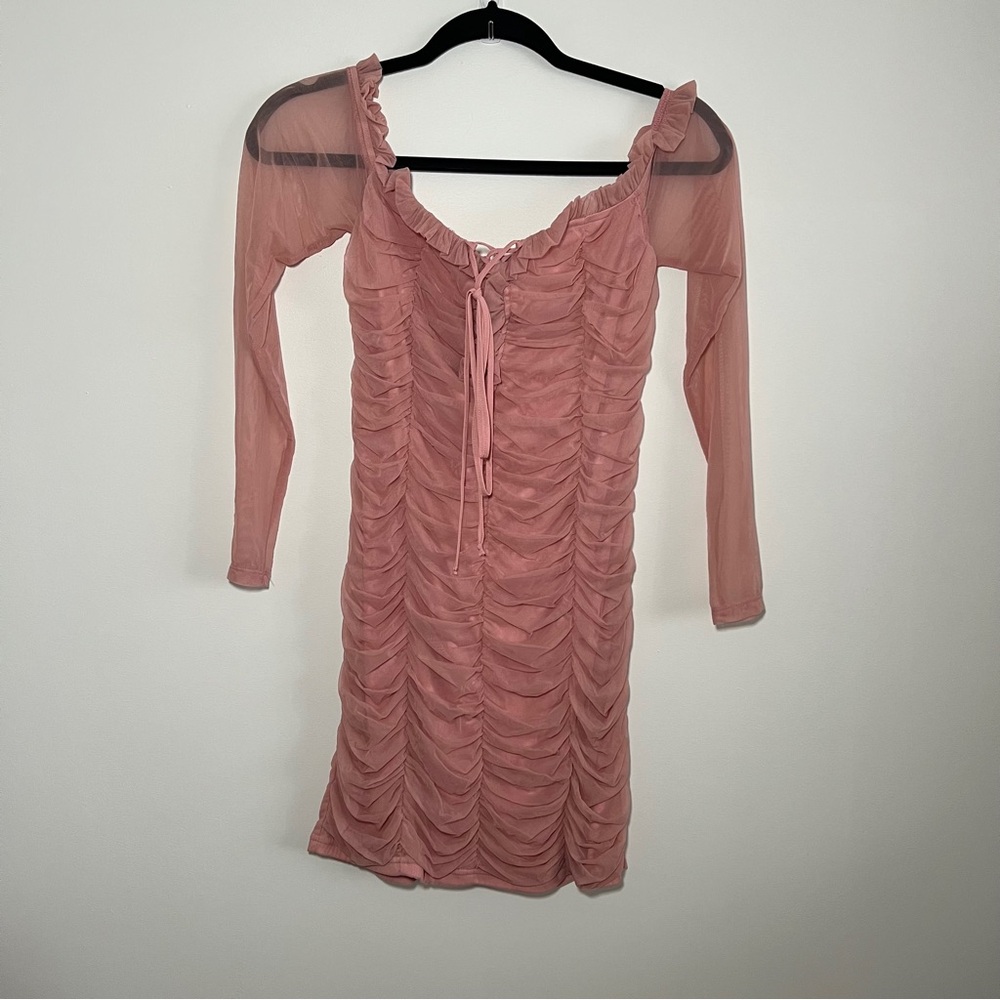 Fashion Nova Maura Mesh Dress Mauve Size L